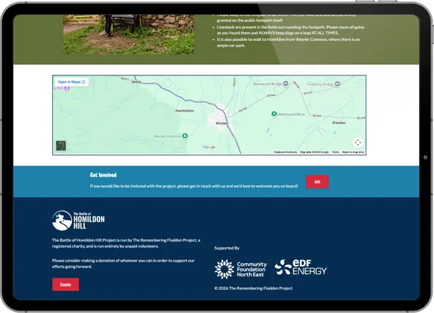 Srcreenshot of the website