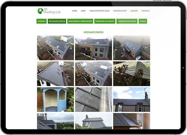 Screenshot of the RF Roofing website created by Jim Nuttall Design near Berwick upon Tweed