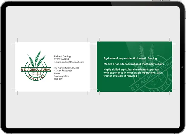 Picture showing business cards created by Jim Nuttall Design